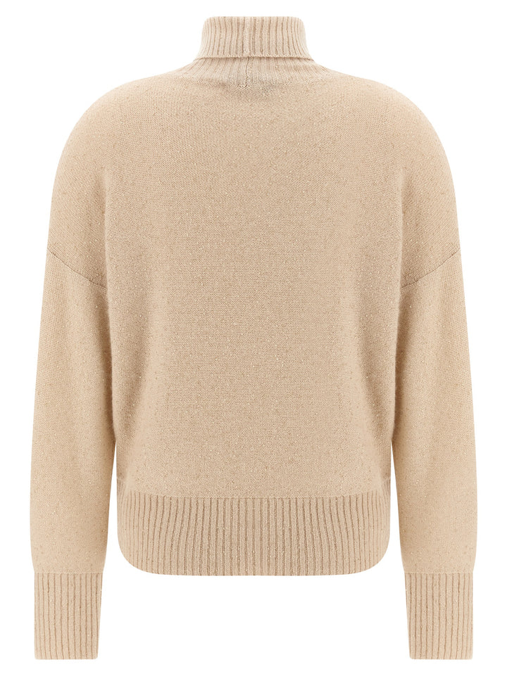 Fabiana Filippi Sequin Turtleneck Sweater Sweaters and Cardigans - Beige | 6a794eb36945447d8d6ef2e20bd28e0f496ec807