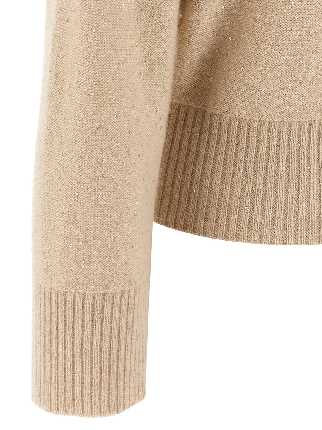 Fabiana Filippi Sequin Turtleneck Sweater Sweaters and Cardigans - Beige | f7ffe40740fb78f34b0b56cc6eb7e41ac473804d