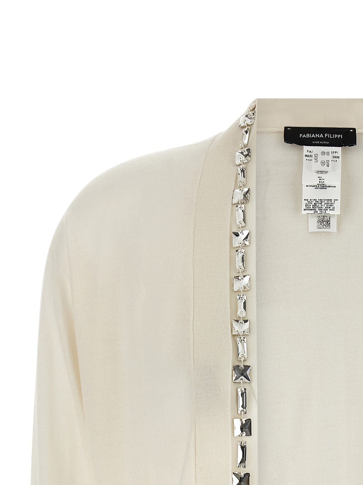 Fabiana Filippi Crystal Cardigan Sweaters and Cardigans - White | 68509cb3eb366fd001772016266c7497ae513e9e