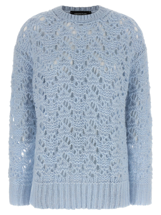 Openwork Sweater Sweaters And Cardigans Light Blue