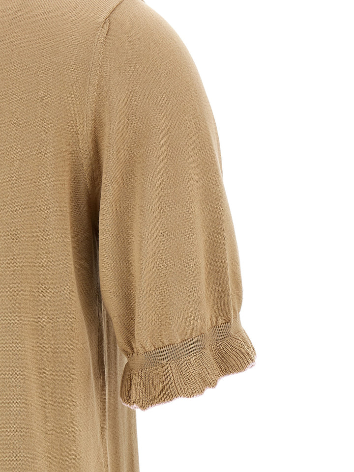 Fabiana Filippi Cotton Silk  Shirt Polo - Beige | cf5b49d01ae077dc8fbfff416943ea014a50de24