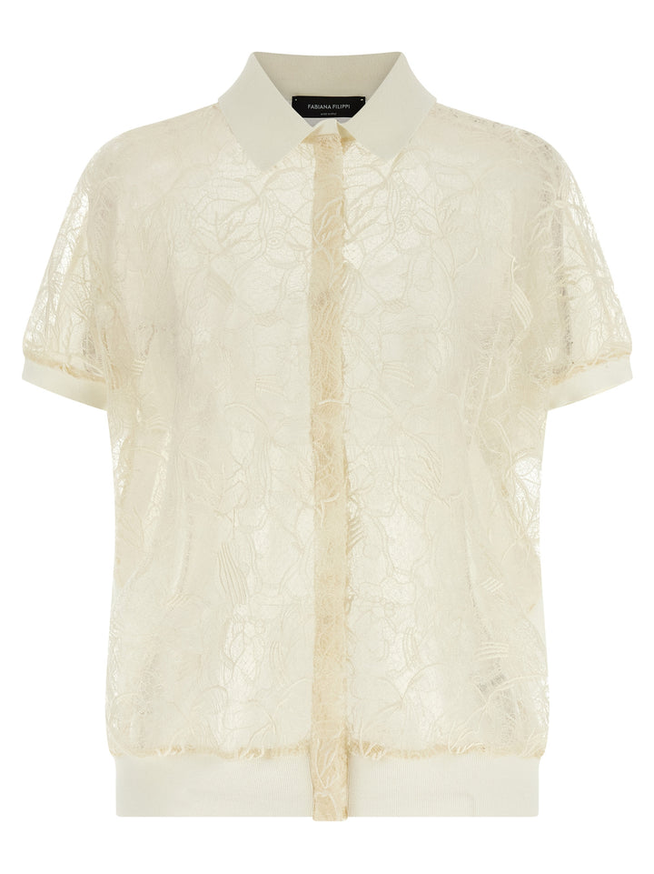 Fabiana Filippi Organza Lace Cardigan Sweaters and Cardigans - Beige | 7f96965f1bcf5c29e792429c27fafde14b0a572a