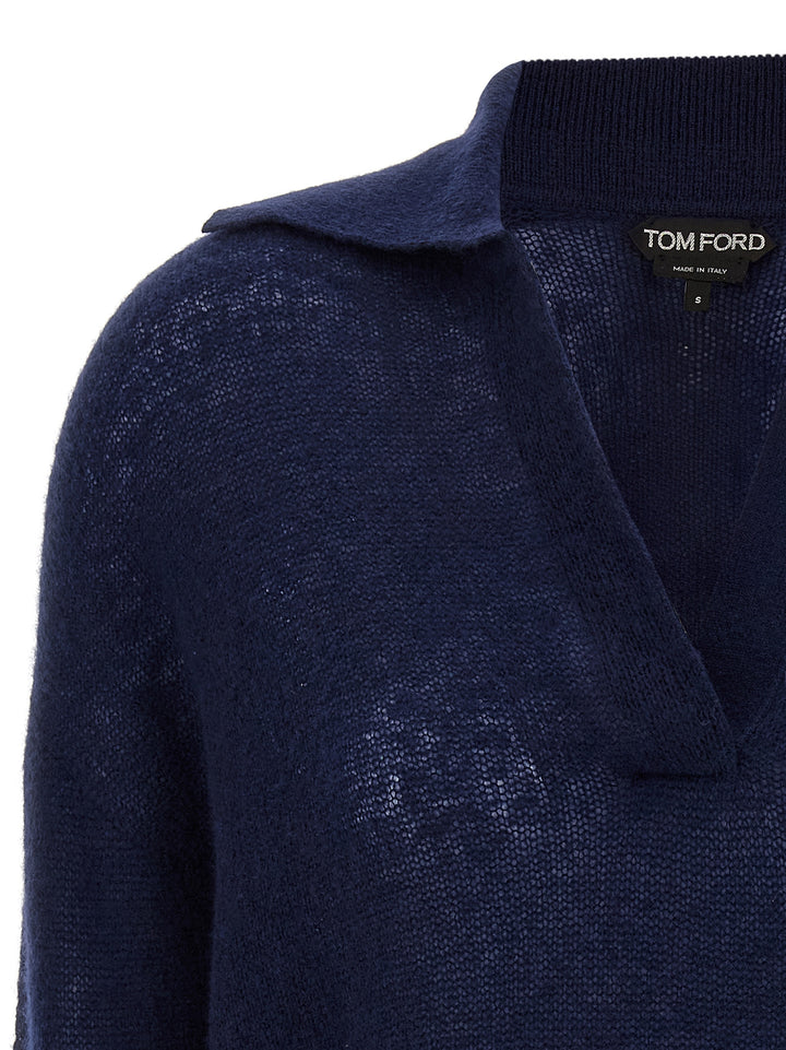 Tom Ford Polo Jersey Sweaters and Cardigans - Blue | 6cbdd1c13f187f989359d27eac6ea1ff4de47675