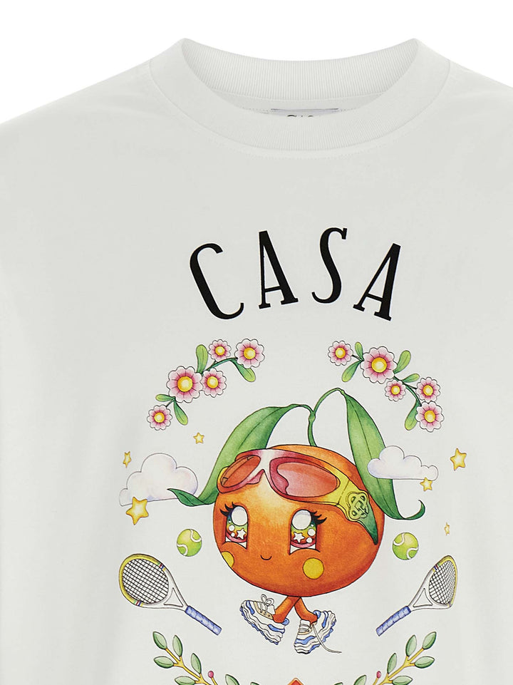 Casablanca Casa Way Orange Mascot T-shirt - White | 3135fafcd3d181a7096063765e1459bd3b53b265