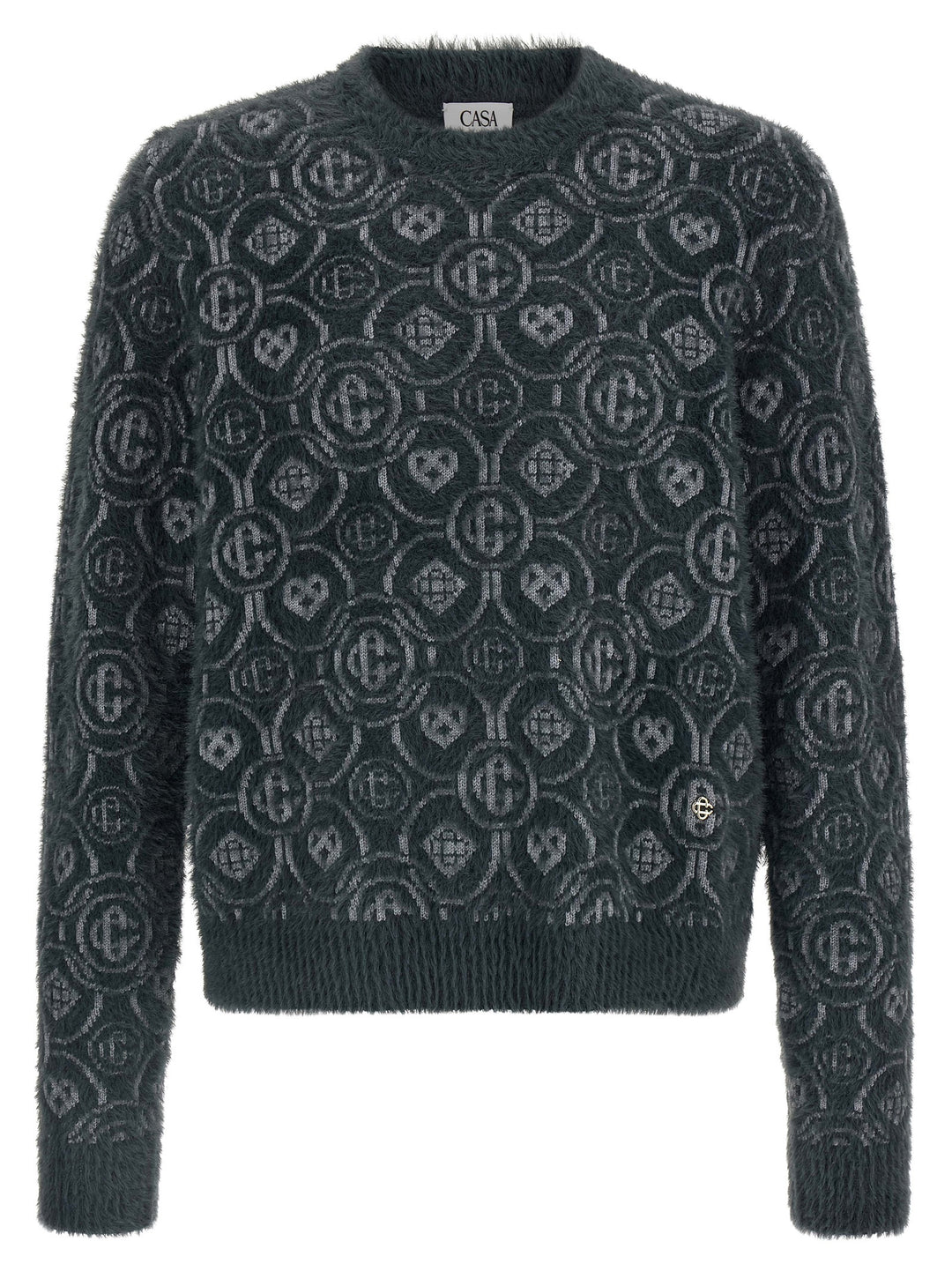 Casablanca Fluffy Monogram Sweaters and Cardigans - Gray | d6f159e8163ce83af6311dcf3344a832fbd638ca