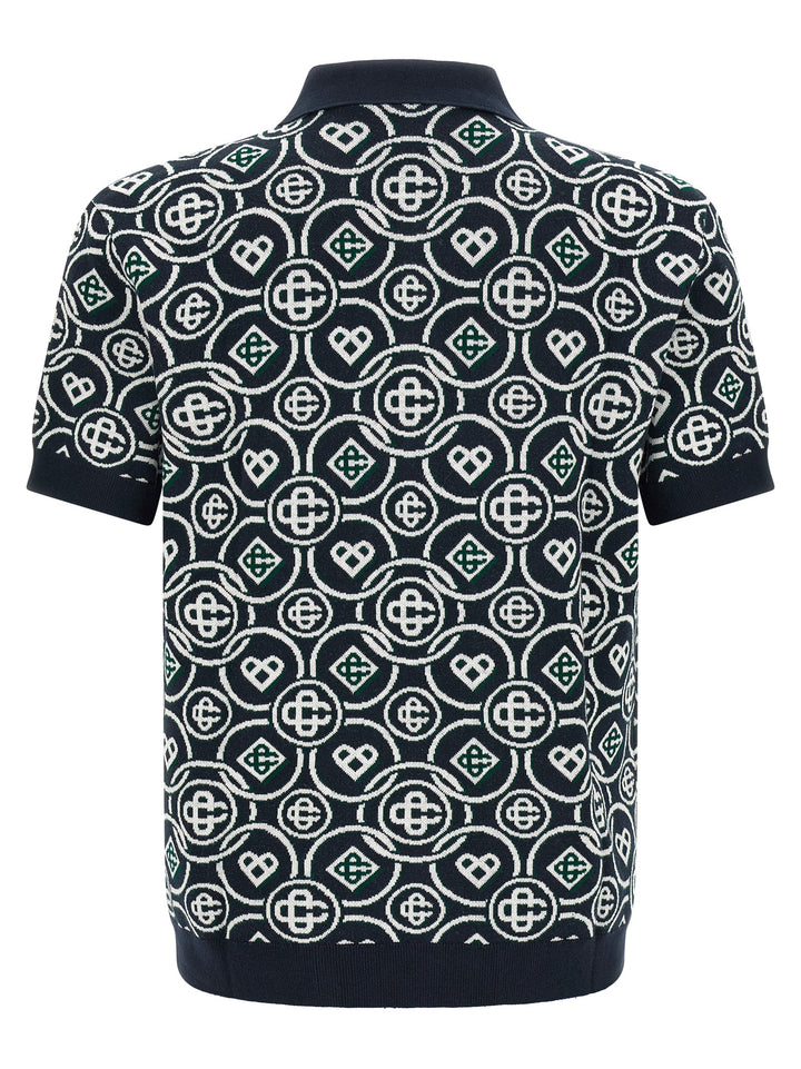 Casablanca Monogram Polo - Blue | 9e36e56a4d3ec7639a7ab37598d0ab30ffbc8f4d