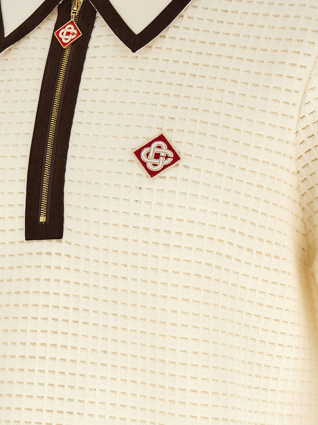 Casablanca Waffle Stitch Polo - White | 2b97bea9f9f916b6bab9d2acf3b710c6b99f5f5d