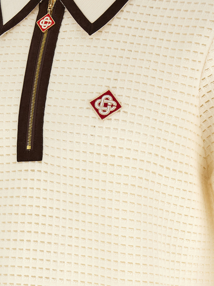 Casablanca Waffle Stitch Polo - White | 2b97bea9f9f916b6bab9d2acf3b710c6b99f5f5d