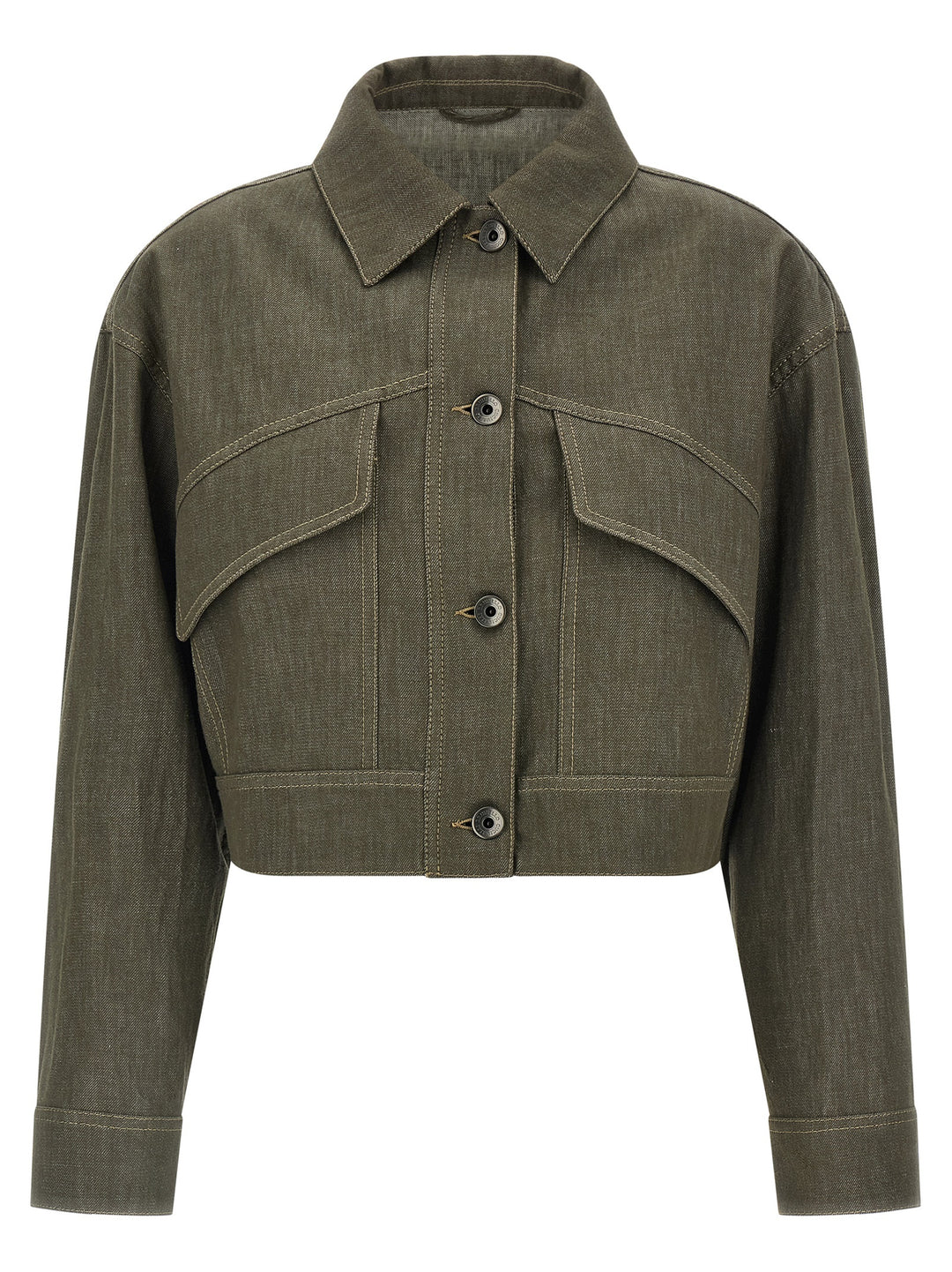 Brunello Cucinelli Cropped Jacket Puffer Jackets - Green | 1b8441983a8224ef4bdccc2d4c1a17721878e325