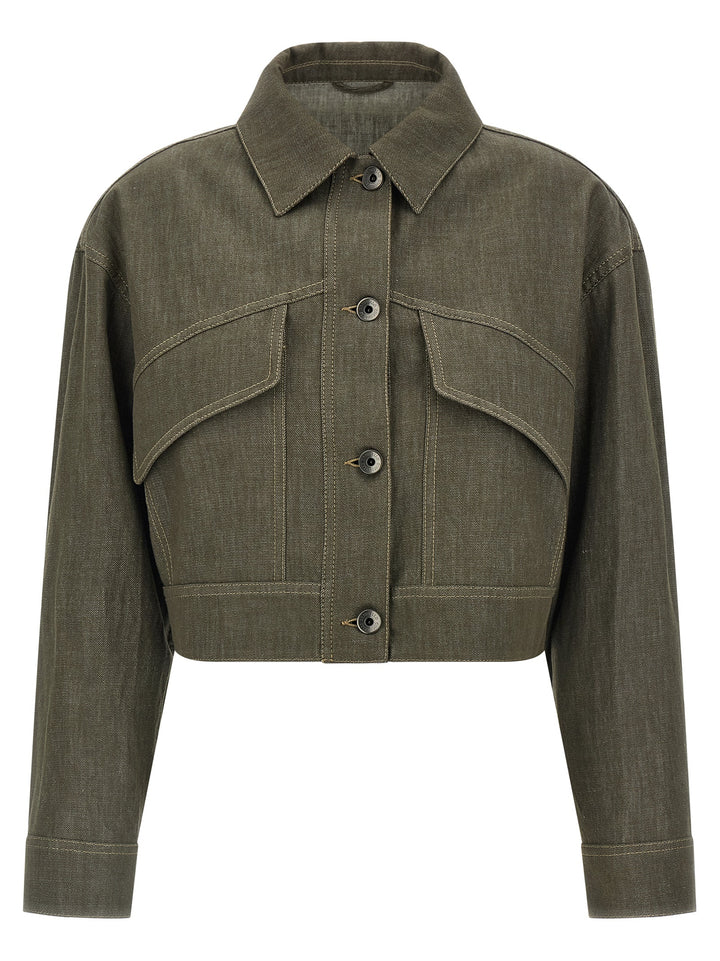 Brunello Cucinelli Cropped Jacket Puffer Jackets - Green | 1b8441983a8224ef4bdccc2d4c1a17721878e325