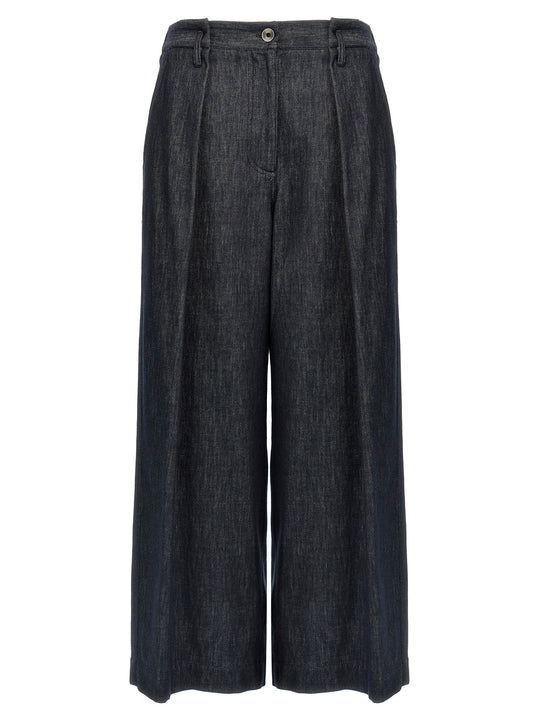 A-Line Pleated Pants Blue