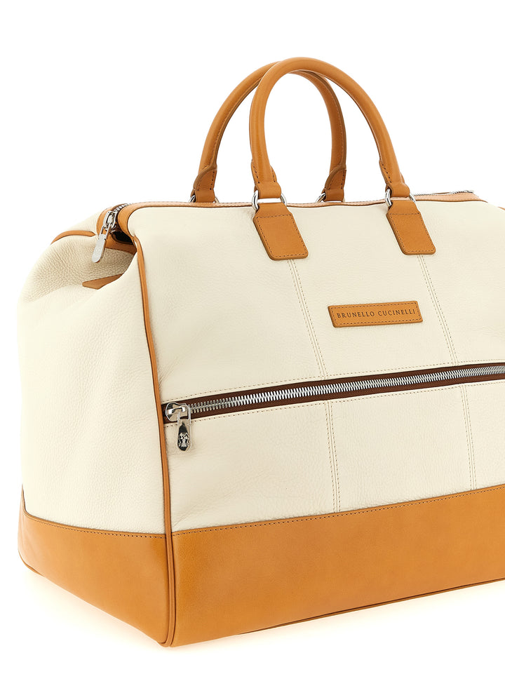 Brunello Cucinelli Leather Duffel Bag Home & Lifestyle - Beige | 21e143dd1364c386b72caff1dfa7d263151eb713