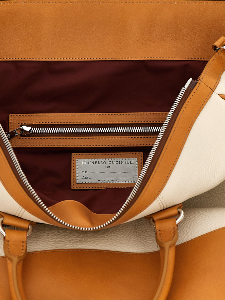 Brunello Cucinelli Leather Duffel Bag Home & Lifestyle - Beige | c1641148339c7a3d82948e888be7405294bb90c4