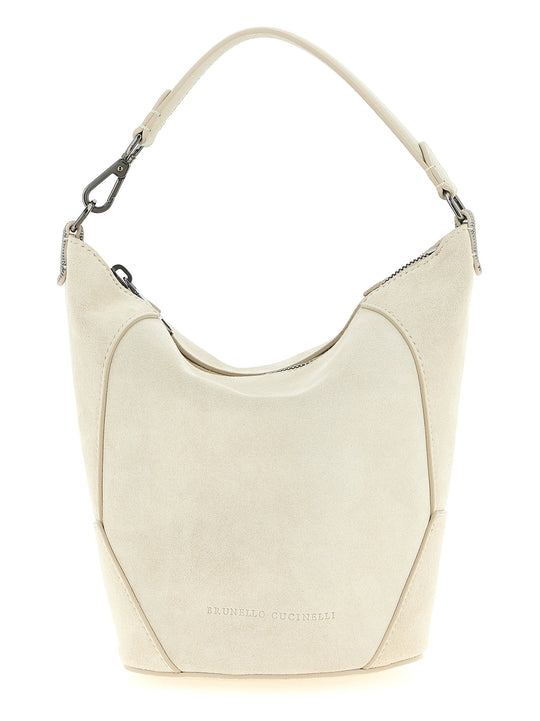 Suede Handbag Hand Bags White