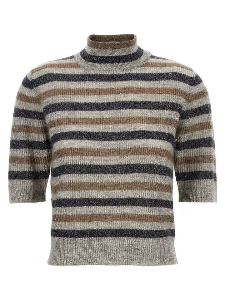 Brunello Cucinelli Lurex Wool Cropped Sweater Sweaters and Cardigans - Multicolor | b6dc5af56821e7a3ff36fce30e008eef166b4493