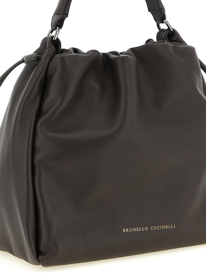 Brunello Cucinelli Bucket Mellow Hand Bags - Brown | fbc4549a4e1749e7b66a17c72a0e48c486f314fe