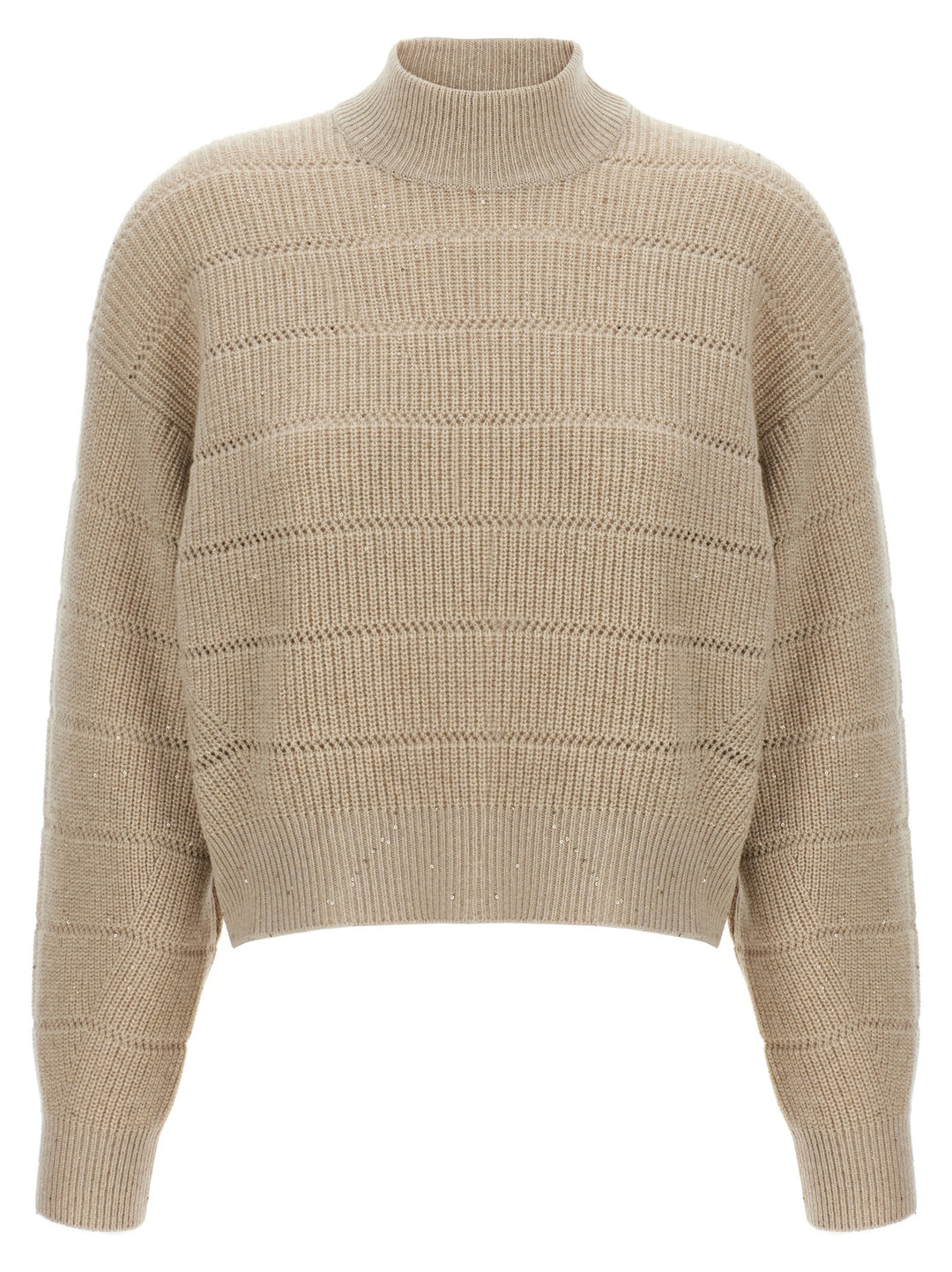 Brunello Cucinelli Rustic Dazzling Net Sweaters and Cardigans - Beige | d8b21ab0e1f4f784efc546d7cf141b304543d8da