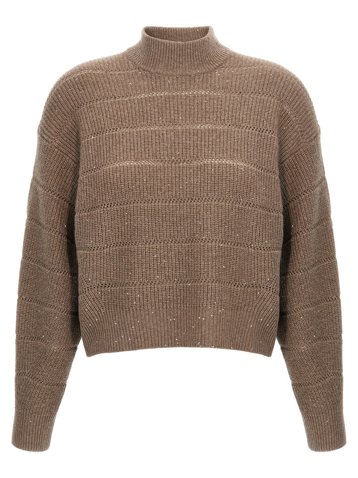 Brunello Cucinelli Rustic Dazzling Net Sweaters and Cardigans - Brown | 393fa8ef4878a2268cd1519db5b286d0f31bda95