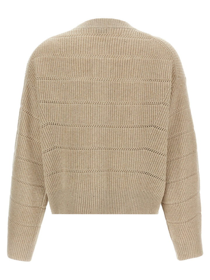 Brunello Cucinelli Rustic Dazzling Net Sweaters and Cardigans - Beige | 2b7e9ea38f0f96862ec0d223686732afb5dbbc01