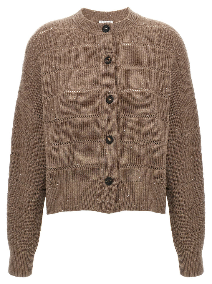 Brunello Cucinelli Rustic Dazzling Net Sweaters and Cardigans - Brown | eb40f95551fe8b1c094e74390a468442a3d63f8a