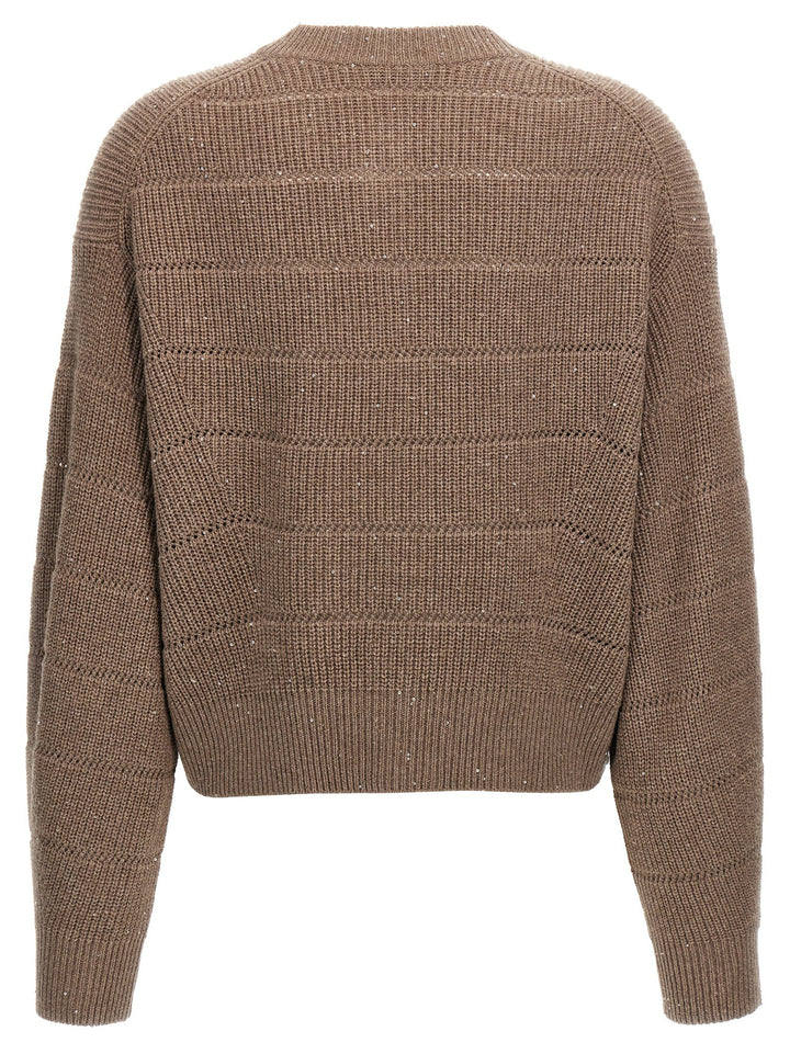 Brunello Cucinelli Rustic Dazzling Net Sweaters and Cardigans - Brown | b6ca1c151d522d156246d895719105e178c90e42