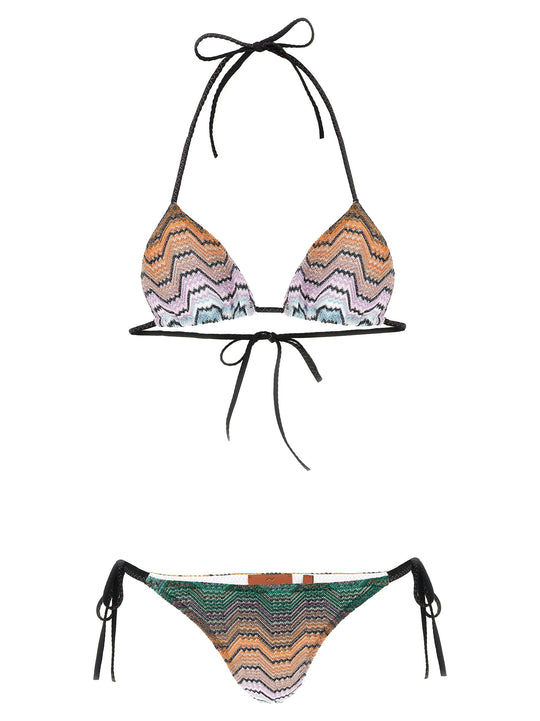 Greek Motif Bikini Beachwear Multicolor