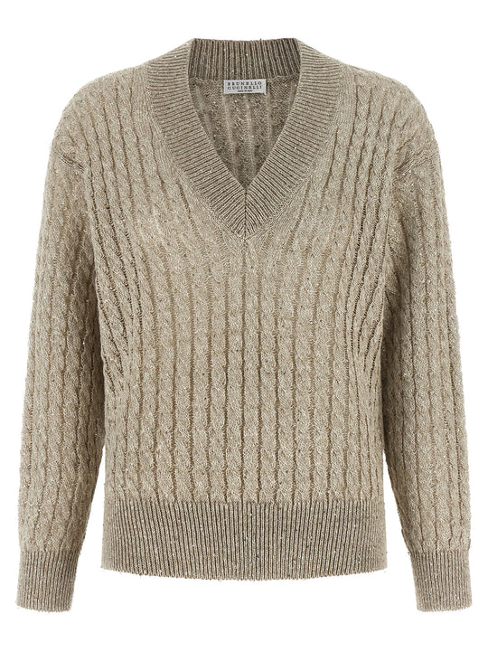 Micro Sequin Sweater Sweaters And Cardigans Beige