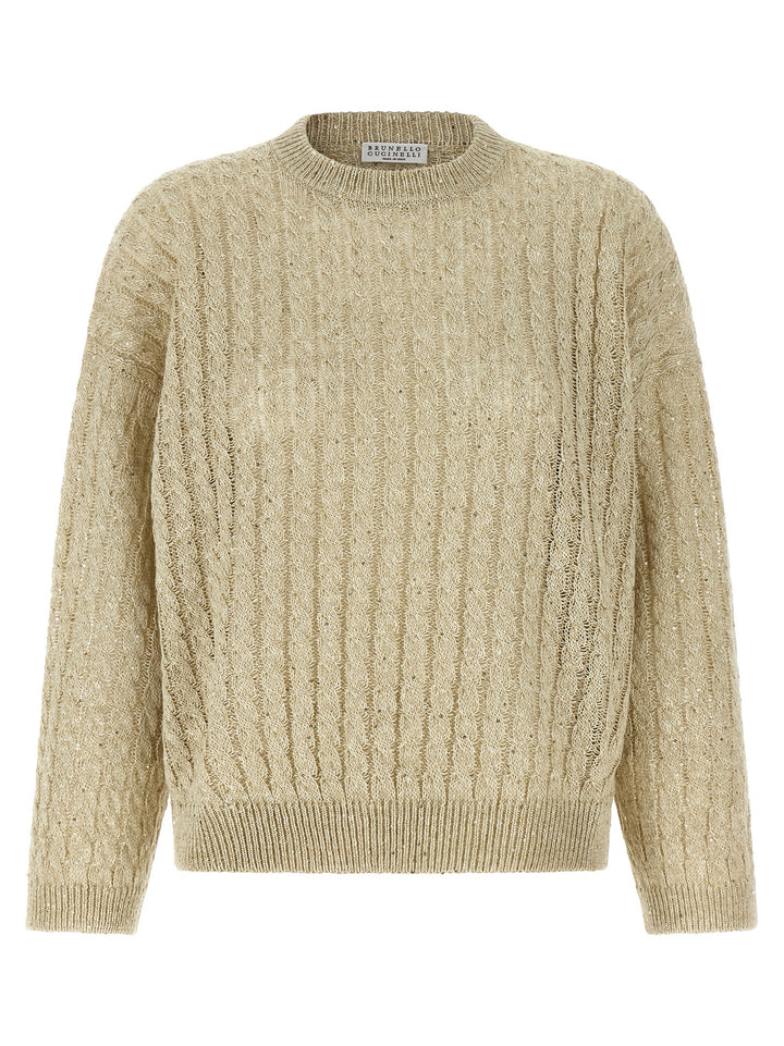 Brunello Cucinelli Dazzling Cable Sweaters and Cardigans - Beige | f26611f9a125ab056b22d645439a18d48826811a
