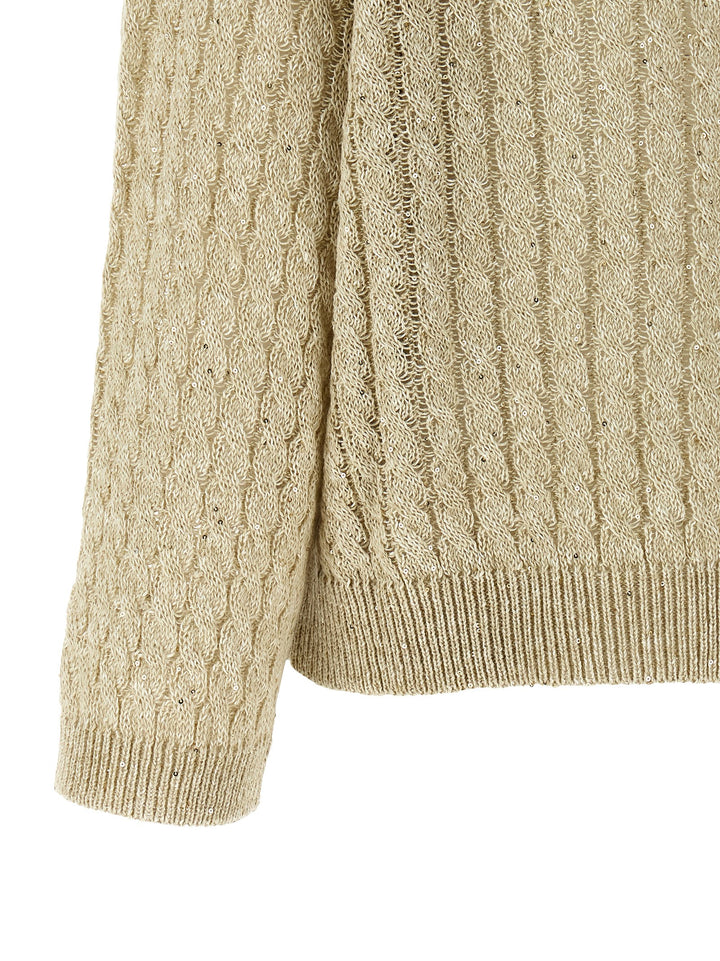 Brunello Cucinelli Dazzling Cable Sweaters and Cardigans - Beige | 0b09374aa34b88785f62bd7abaa4a3abceead4f7