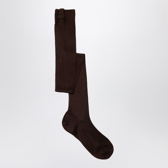Cocoa-Coloured Silk-Blend Socks