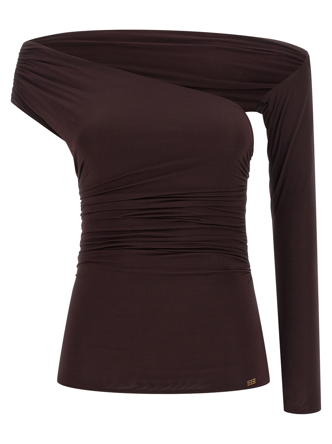 Elisabetta Franchi Asymmetrical Neckline Top Tops - Brown | cd245feeb5463c07494d7be288a4be404110e555