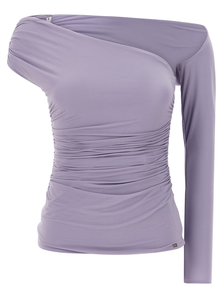 Elisabetta Franchi Asymmetrical Neckline Top Tops - Purple | b8c8644ab646a552a66047e4b29350e31ce80bf9
