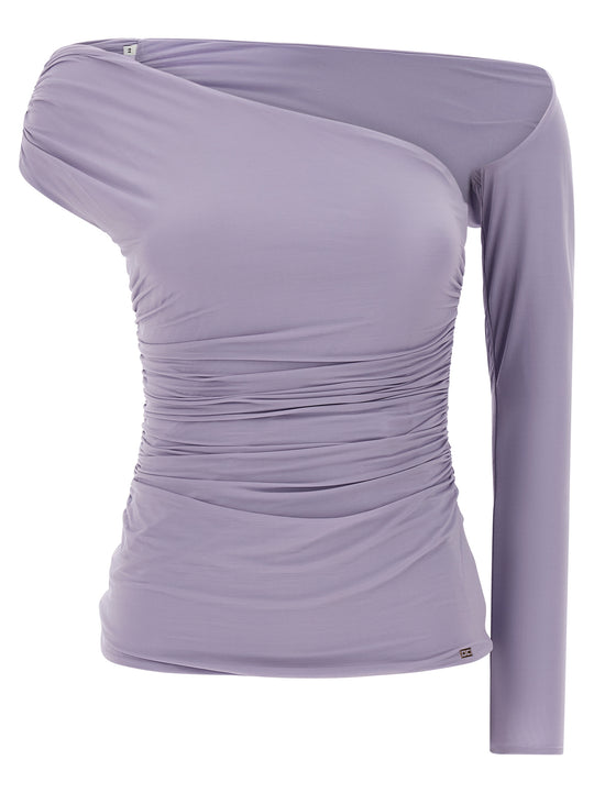 Asymmetrical Neckline Top Tops Purple