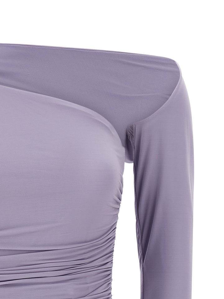 Elisabetta Franchi Asymmetrical Neckline Top Tops - Purple | 4765f77b6295aaae1a03004dfa7793c1a3e5297d