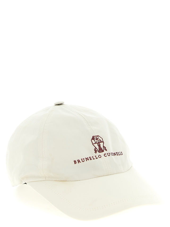 Brunello Cucinelli Logo Embroidery Cap Hats - White | 9670908d698b74e1eab01c1eda50900b186ea81f