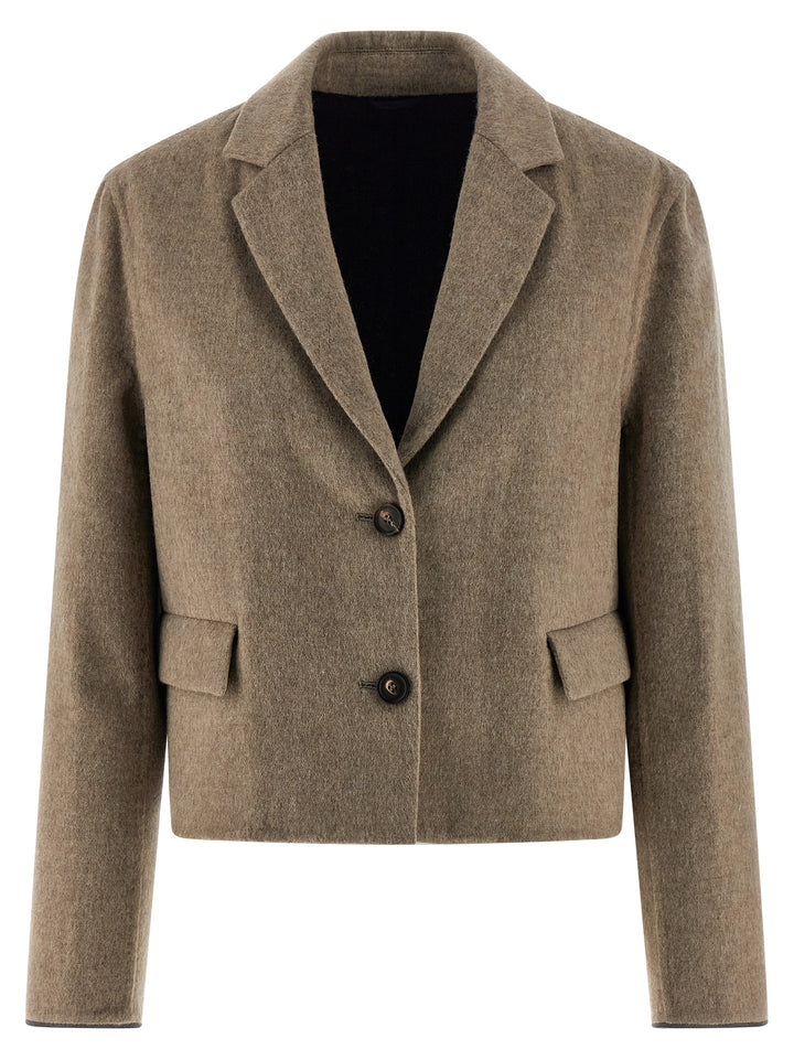 Brunello Cucinelli Crop BlazerS - Beige | bd467d8dac4d92a81d48c6f97bd74d3785c42a87