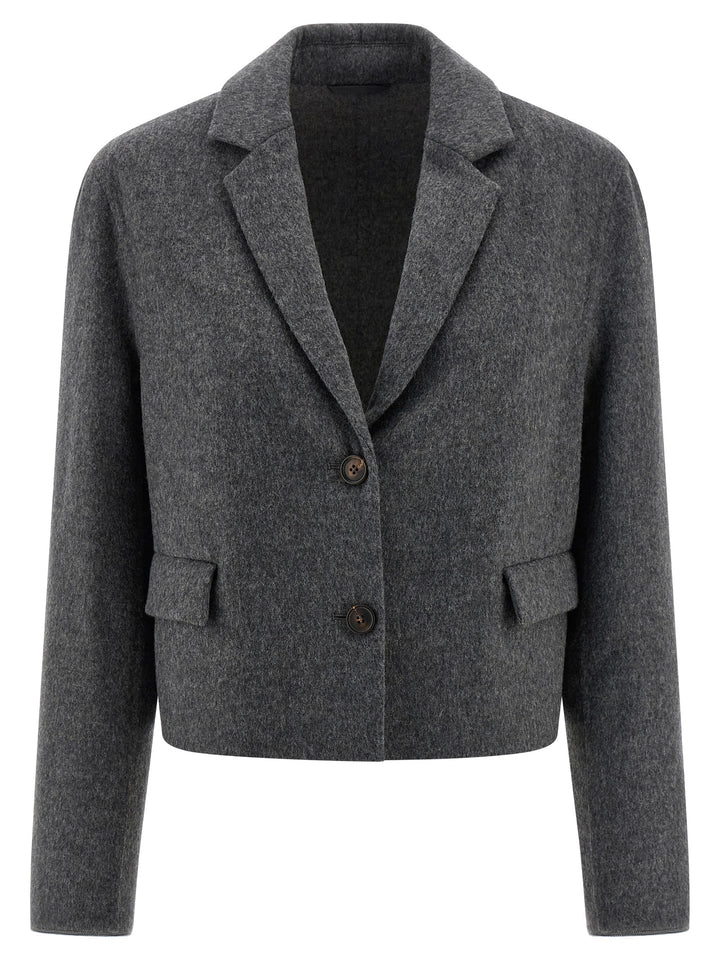 Brunello Cucinelli Crop BlazerS - Gray | ac796444577c6b16df2e4cd7e4646719625d0724