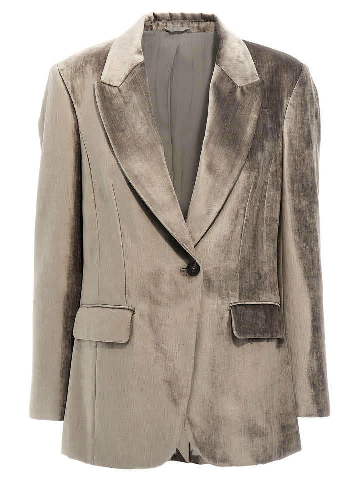 Brunello Cucinelli Single-Breasted Chenille Blazer BlazerS - Gray | c450bf2602aeb79008d1336648c41213fdedf534