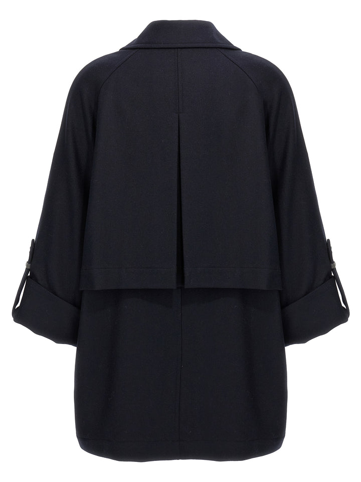 Brunello Cucinelli Shiny Cuff Details Coats and Trench Coats - Blue | 560e4ee954658f2cf0a765a0e560aaed9fef8bb6