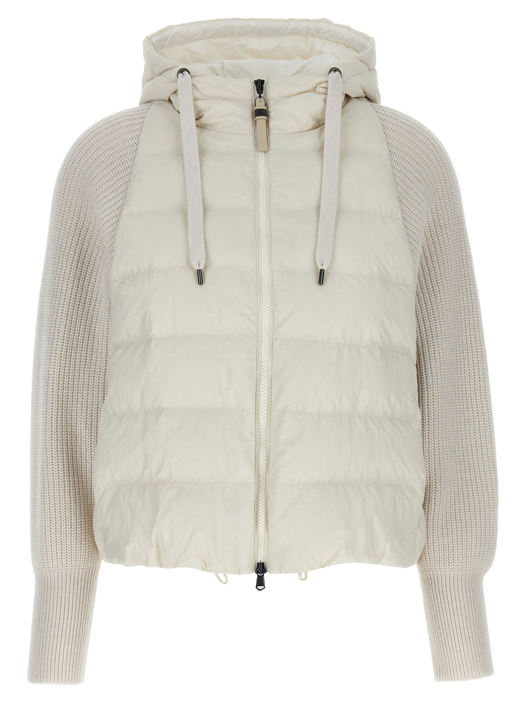 Brunello Cucinelli Two-Material Puffer Jacket Puffer Jackets - White | 0be82a5ce7045ac256f593dc7e4da527831bc9c7