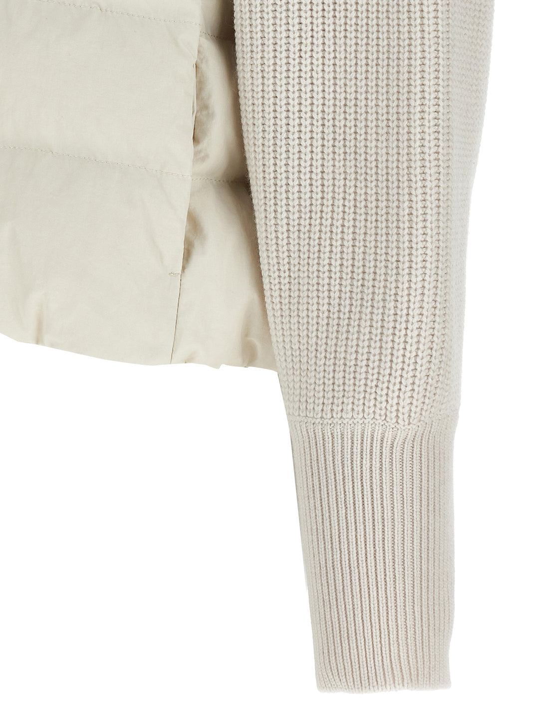 Brunello Cucinelli Two-Material Puffer Jacket Puffer Jackets - White | 67cf2b9a7aa1f01376b220491a7b32597fd48549