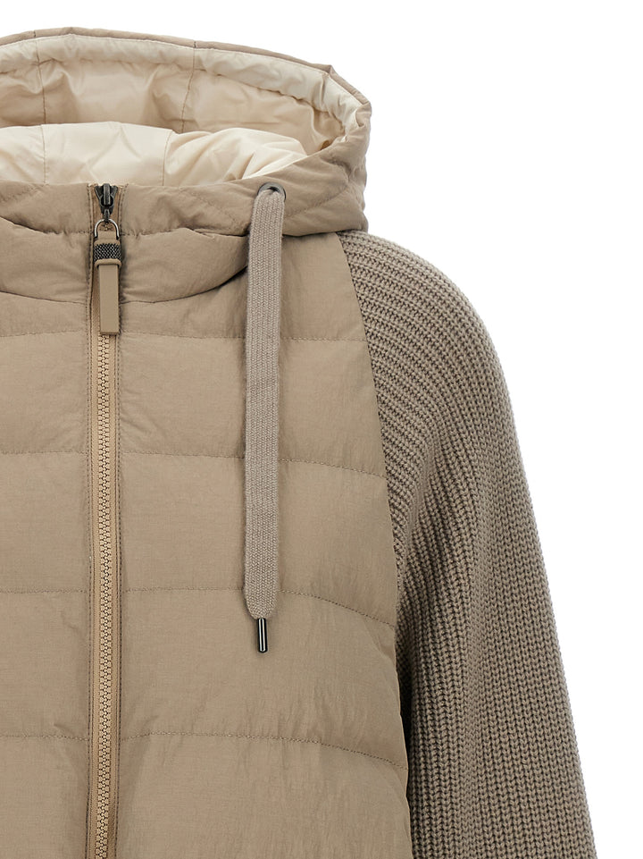 Brunello Cucinelli Two-Material Puffer Jacket Puffer Jackets - Beige | 5841bd13957f888b5bd5100903f10faf66fbfa9e
