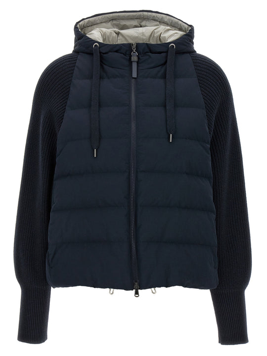 Two-Material Puffer Jacket Puffer Jackets Blue