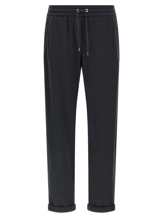 Shiny Pocket Detail Pants Gray