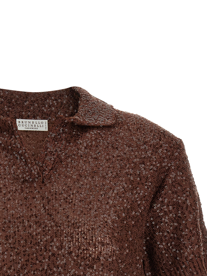 Brunello Cucinelli Knitted  Shirt Polo - Brown | 3ee1d16943a8c27b7a9b8c3636b08a88e3660fdd