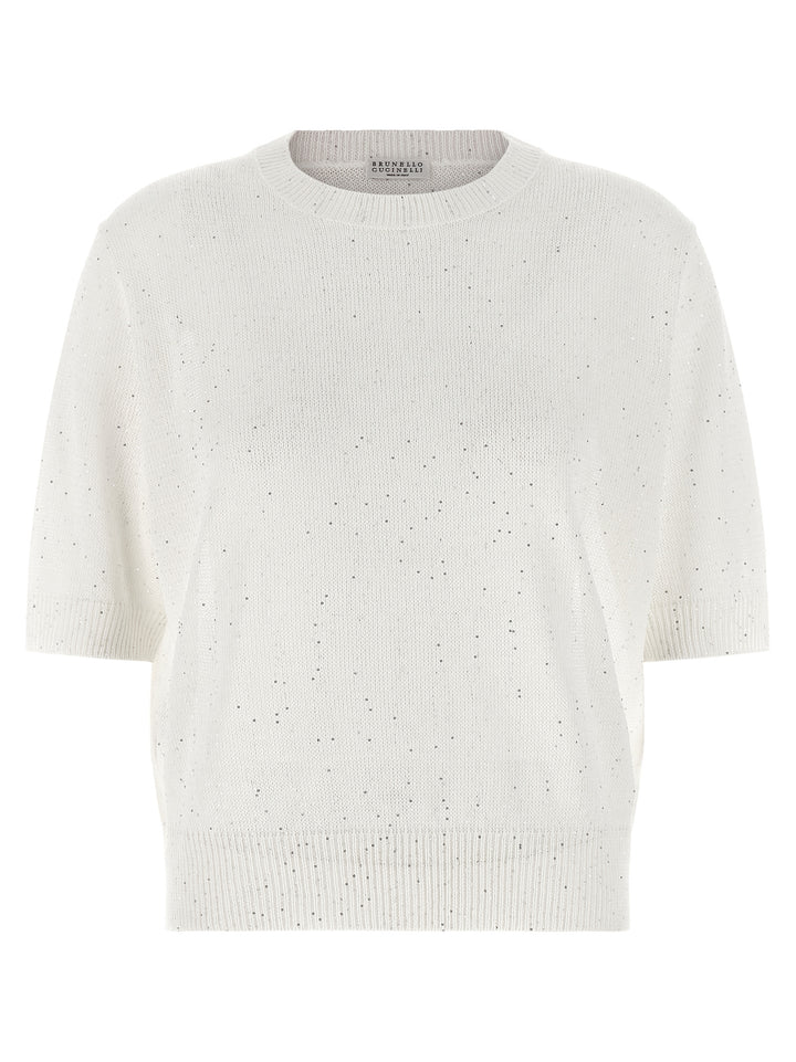 Brunello Cucinelli Sequin Sweater Sweaters and Cardigans - White | 18f01c18f72d7c810fa2a1d3a056350e90b952ce