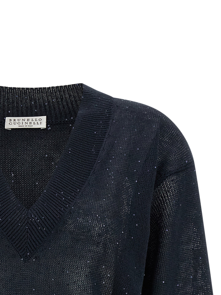 Brunello Cucinelli Dazzling Sweater Sweaters and Cardigans - Blue | 16911290a951ffae1b89662dfc74ede74285330c