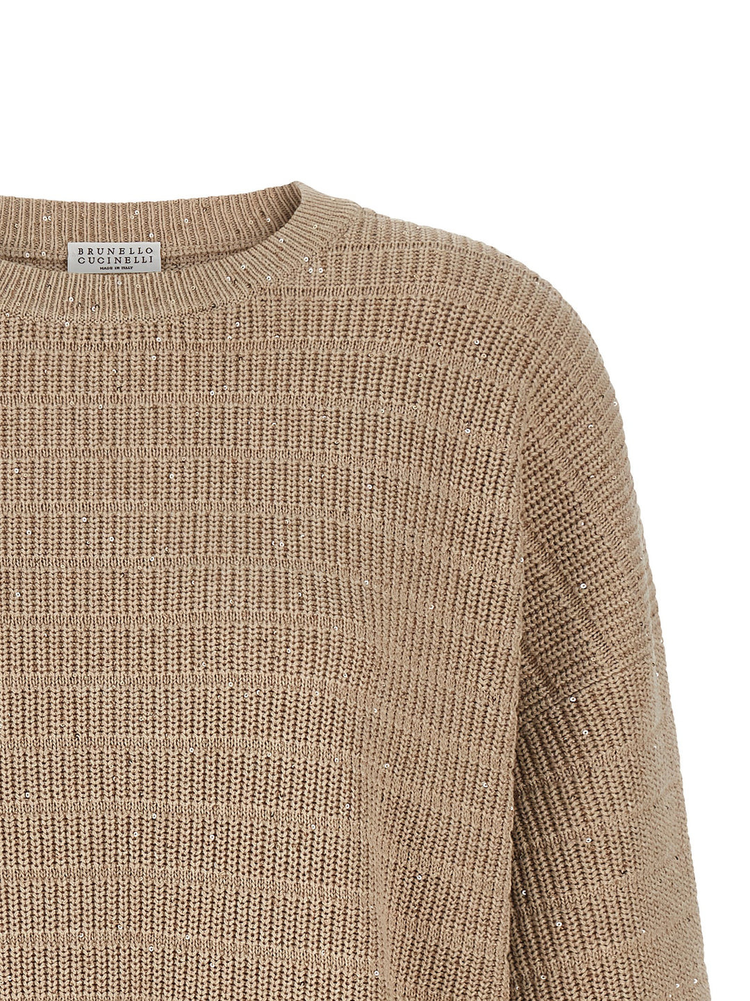 Brunello Cucinelli Diamond Cotton Sweater Sweaters and Cardigans - Beige | f0cf3f4c71fa5f7a0fb4f49ac5d724165ced3270
