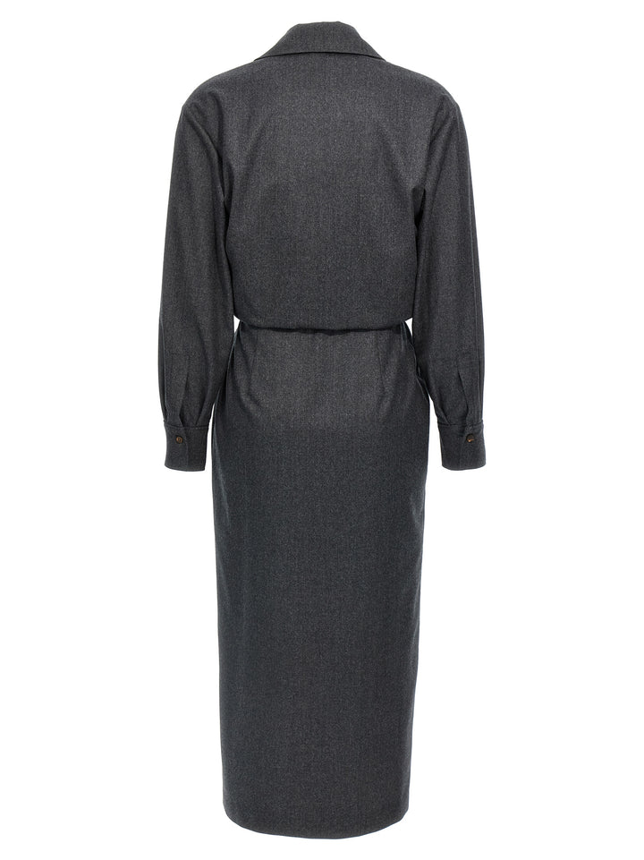 Brunello Cucinelli Wallet Chemisier Dress Dresses - Gray | 13ac49fc1f33c709fecd1385aabab0f079cb2370