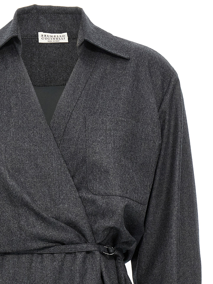 Brunello Cucinelli Wallet Chemisier Dress Dresses - Gray | b4fc3a861aa1524fca266fc2c612036323ed6c70